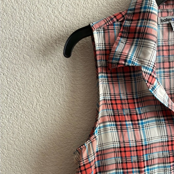 BaileyBlue Multicolor Shirt Dress Button Up Plaid Sleeveless M - Picture 7 of 11